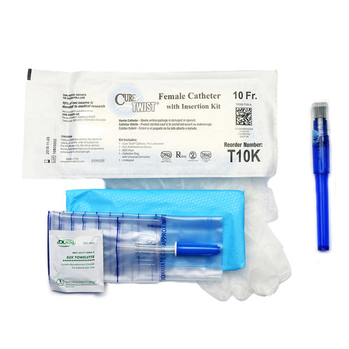 Cure Twist® Catheter – Female 6" Straight Tip, Pre-Lubricated with Insertion Kit
